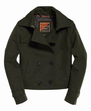 Superdry Cropped Azure Trench Női Kabát Khaki | BMXYL9341